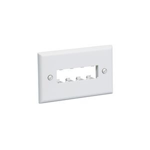 Faceplate, Mini-Com, 4 Port, Single Gang, Horizonal, Flush Mount Gray